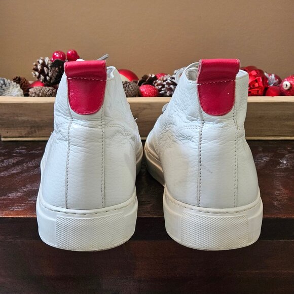 Del Toro Men's Leather Hi Top Sneakers / Ankle Boots, White, Sz 13 - Picture 5 of 16
